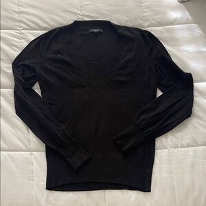 Express Women Deep Black V-Neck Knit Sweater